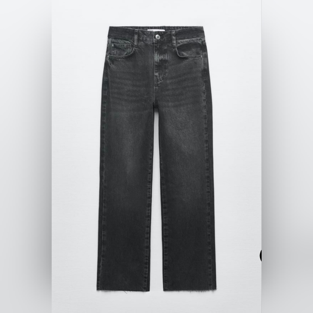 Zara NWT High Rise Straight Leg Black Denim